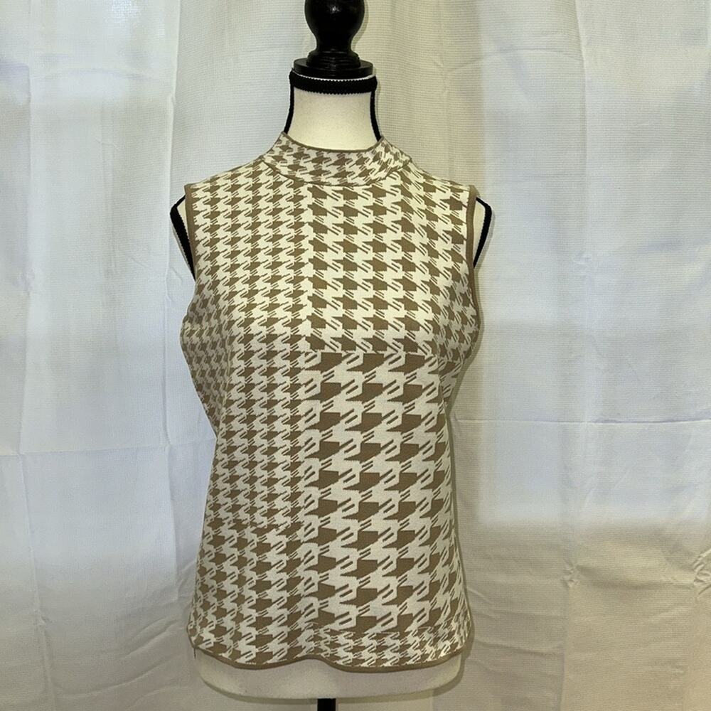 Houndstooth mock neck sleeveless top size M NWT - Picture 2 of 16